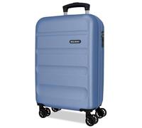 Roll Road – Valise cabine Flex Denim ABS 35x55x20 cm Extensible 33L 4 doubles roues Bleu