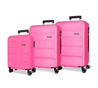 Roll Road Flex Jeu de valises Rose 55/65/75 cm Rigide 9,4 kg Fermeture à Combinaison latérale ABS 9,4 kg 188L Bagage à Main, Rose, Talla única, Jeu de valises