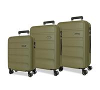 Roll Road Flex Jeu de valises Vertes 55/65/75 cm Rigide 9,4 kg Fermeture à Combinaison latérale ABS 9,4 kg 188L Bagage à Main, Vert, Talla única, Jeu de valises