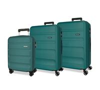 Roll Road Flex Jeu de valises Vertes 55/65/75 cm Rigide 9,4 kg Fermeture à Combinaison latérale ABS 9,4 kg 188L Bagage à Main, Vert, Talla única, Jeu de valises