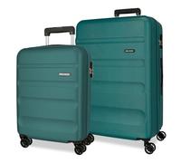Roll Road Flex Jeu de valises Vertes 55/65 cm Rigide 5,8 kg Fermeture à Combinaison latérale ABS 5,8 kg 91L Bagage à Main, Vert, Talla única, Jeu de valises