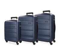 Roll Road Flex Set de Bagages Bleu 55/65/75 cms Rigide ABS Serrure à combinaison 182L 4 roues Bagage à main