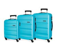 Roll Road Flex Set de Bagages Bleu 55/65/75 cms Rigide ABS Serrure à combinaison 182L 4 roues Bagage à main