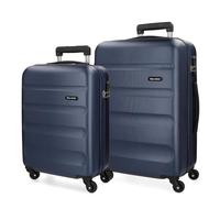 Roll Road Flex Set de Bagages Bleu 55/65 cms Rigide ABS Serrure à combinaison 91L 4 roues Bagage à main