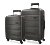 Roll Road Flex Set de Bagages Gris 55/65 cms Rigide ABS Serrure à combinaison 91L 4 roues Bagage à main