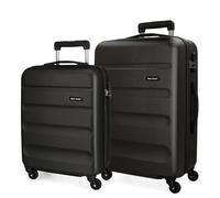 Roll Road Flex Set de Bagages Noir 55/65 cms Rigide ABS Serrure à combinaison 91L 4 roues Bagage à main
