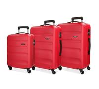 Roll Road Flex Set de Bagages Rouge 55/65/75 cms Rigide ABS Serrure à combinaison 182L 4 roues Bagage à main