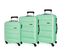 Roll Road Flex Set de Bagages Vert 55/65/75 cms Rigide ABS Serrure à combinaison 182L 4 roues Bagage à main