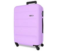 Roll Road Flex Valise Rigide fabriquée en ABS, Un matériau, Fermeture à Combinaison latérale, 4 Roues Doubles, Bagage Main, intérieur Pratique avec Un Compartiment, Violet, 51x75x28 cm, Grande Valise