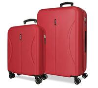 ROLL ROAD Formentera Bordeaux Set de Bagages 55/65 cm Rigide Polypropylène Fermeture à Combinaison Intégrée 91L 6.05kg 4 Doubles Roues Bagage à Main
