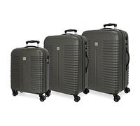 Roll Road India Set de Bagages Gris 55/70/80 cms Rigide ABS Serrure à combinaison 220L 4 roues doubles Bagage à main