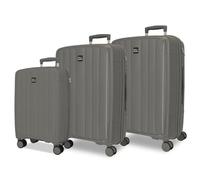 Joumma Roll Road Acadia Anthracite Set de Bagages 55/65/75 cm Rigide Polypropylène Cadenas à Combinaison Intégré 210L 10.2kg 4 Doubles Roues Extensible Bagage à Main