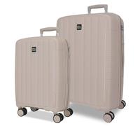 ROLL ROAD Joumma Acadia Champagne Set de Bagages 55/65 cm Rigide Polypropylène Cadenas à Combinaison Intégré 105L 6kg 4 Doubles Roues Extensible Bagage à Main