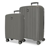 Joumma Roll Road Acadia Set de Bagages Anthracite 55/65 cm Rigide Polypropylène Cadenas à Combinaison Intégré 105L 6kg 4 Doubles Roues Extensible Bagage à Main