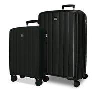 Joumma Roll Road Acadia Set de Valises Noir 55/65 cm Rigide Polypropylène Cadenas à Combinaison Intégré 105L 6kg 4 Doubles Roues Extensible Bagage à Main