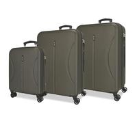 ROLL ROAD Joumma Formentera Anthracite Set de Bagages 55/65/75 cm Rigide ABS Cadenas à Combinaison Intégré 188L 10.3kg 4 Doubles Roues Bagage à Main