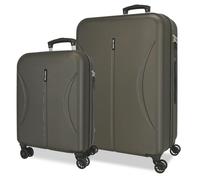 ROLL ROAD Joumma Formentera Anthracite Set de Bagages 55/65 cm Rigide ABS Cadenas à Combinaison Intégré 91L 6.05kg 4 Doubles Roues Bagage à Main