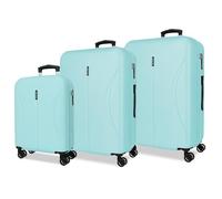 ROLL ROAD Joumma Formentera Bleu Clair Set de Bagages 55/65/75 cm Rigide ABS Cadenas à Combinaison Intégré 188L 10.3kg 4 Doubles Roues Bagage à Main