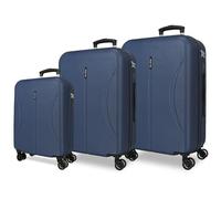 ROLL ROAD Joumma Formentera Marine Set de Bagages 55/65/75 cm Rigide ABS Cadenas à Combinaison Intégré 188L 10.3kg 4 Doubles Roues Bagage à Main