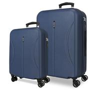 ROLL ROAD Joumma Formentera Marine Set de Bagages 55/65 cm Rigide ABS Cadenas à Combinaison Intégré 91L 6.05kg 4 Doubles Roues Bagage à Main
