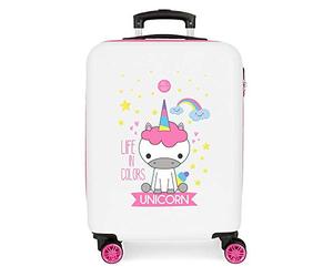Roll Road Little Me Valise Trolley Cabine Multicolore Blanc 37x55x20 cms Rigide ABS Serrure à combinaison 32L 2,5Kgs 4 roues doubles Bagage à main
