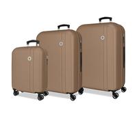 Roll Road Menorca Ensemble de valises Champagne 52 x 75 x 27 cm Rigide ABS Fermeture à Combinaison intégrée 188L 10,35 kg 4 Roues Doubles Extensible Bagage à Main