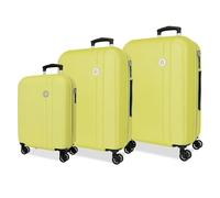 Roll Road Menorca Jaune Set de Bagages 52x75x27 cm Rigide ABS Serrure à Combinaison Intégrée 188L 10.35kg 4 Doubles Roues Extensible Bagage à Main