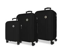 Roll Road Menorca Ensemble de valises rigides en ABS avec Fermeture à Combinaison intégrée 188 L 10,35 kg 4 Roues Doubles Extensible Bagage à Main Noir 52 x 75 x 27 cm