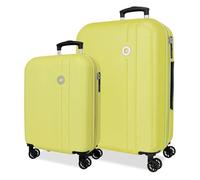 Roll Road Menorca Jaune Set de Bagages 46x65x24 cm Rigide ABS Serrure à Combinaison Intégrée 91L 6.05kg 4 Doubles Roues Extensible Bagage à Main