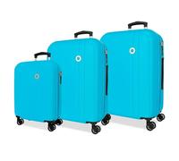 Roll Road Menorca Jeu de valises Turquoise Verte Rigide ABS Fermeture à Combinaison intégrée 188L 10,35 kg 4 Roues Doubles Extensible Bagage à Main 52 x 75 x 27 cm