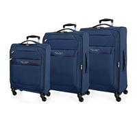 Roll Road Royce Set de Bagages Bleu 55/66/76 cms Souple Polyester Serrure à combinaison 196L 4 roues Bagage à main
