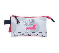 Roll Road Teckel Trousse scolaire, trousse pour enfants, en polyester, Triple compartiment pour une meilleure organisation, Taille idéale pour transporter dans votre sac à dos, Avec poignée latérale.