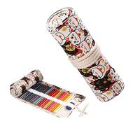 Roll up étui à Crayons Avec Trous,Crayon De Couleur Enroulable,Crayon Enroulable Toile,Toile Crayons Rouleau,Trousse à Crayon Enroulable,Crayons Rouleaux De Toile,Pour Crayons,Stylos,24 Trous,34x20cm