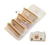 Roll Up Makeup Bag, Cosmetic Travel Bag, Sac de toilette détachable, Foldable Travel Bag, Hangable Makeup Organizer, 4 en 1 Makeup Bag, Organisateur de toilette pour les femmes, Portable Toiletry,