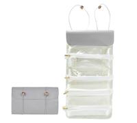 Roll Up Makeup Brush Bag, Waterproof Cosmetic Storage Organizer, 4-in-1 Foldable Makeup Case, Travel Make Up Pouch for Women and Men, PU Leather PVC Mesh, 54x23.5x1cm
