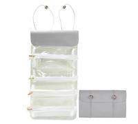 Roll up Makeup Brush Bag | Waterproof Cosmetic Storage Organizer Case | Travel Toiletry Bag with Detachable Pouches 4 Detachable Zipper Clear Pouches Large Capacity Organize Cosmetics for Ba