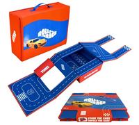 RollAndRace Track Box - Parking de voiture convertible en piste - Garage pour enfants pliable pour rangement - Compatible Hot Wheels et Matchbox - Mallette de rangement pour enfants