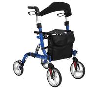 Rollateur 2 En 1 Pour Séniors - Déambulateur Pliable Léger Avec Siège Et Dossier Relevable - Repose-Pieds, Freins, Support Lombaire, Tout-Terrain - Capacité 150 kg - Mobilité Sécurisée Pour Adultes