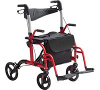 rollateur et fauteuil de transport 2 en 1 pour personnes âgées - ensemble rollator-fauteuil roulant pliable - rollator léger en aluminium avec poignée réglable - roues tout-terrain - charge max. 136 k