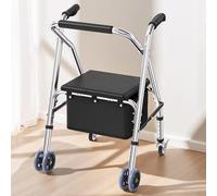 Rollator à Hauteur Réglable, Déambulateur Pliable en Métal avec Sac de Rangement, Aide à La Marche avec Siège for Personnes âgées et Personnes à Mobilité Réduite