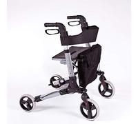 Rollator en aluminium pliable Deluxe - Déambulateur pour personnes âgées avec 4 roues, siège et freins