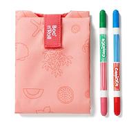 Roll'eat ® - Boc'n'Roll Paint | Sac à Collation à Colorier, Emballage à Sandwich Réutilisable et Ecologique sans BPA avec Marqueurs Lavables, Flamant Rose