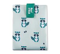 Roll'eat ® | Sac à goûter, porte-sandwich avec emballage réutilisable, porte-aliments respectueux de l'environnement sans BPA, sac en tissu, Raton laveur- Boc'n'Roll Animals
