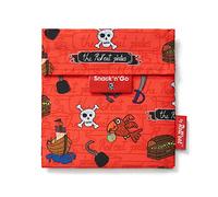 Roll'eat ® - Snack'n'Go Kids | Sac à Collation et à Sandwich pour Enfants, Réutilisable et Écologique sans BPA, Pirates Rouge