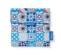 Roll'eat ® - Snack'n'Go Patchwork | Sac à Collation et à Sandwich Réutilisable et Ecologique sans BPA, Bleu