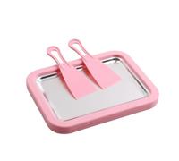 Rolled Ice Cream Tray - Food-Grade Stainless Steel Portable Bar Supplies with 2 Scrapers | Ice Cream Cold Plate | for Shop Party Outdoor Kitchen Cafe Home Summer Snacks Christmas Birthday Event