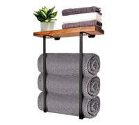 Rolled Towel Rack, Wall Mounted Floating Shelf Fabric Racks, 40 Lbs Capacity, Space-Saving Cloth Storage Organizer, 1 Piece, Black Brown, Ideal for Apartments Bathrooms Necessities