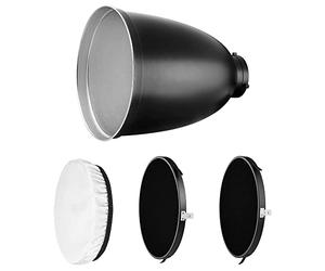 Rollei 28177 Kit réflecteur 45° avec grids, réflecteur 45° avec 3 grilles différentes et Un Chiffon diffuseur pour Une Diffusion optimale de la lumière, connecteur Bowens de Type S, Noir