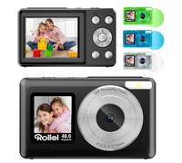 Rollei Appareil Photo Numérique 4K 48MP Compactline Pocket Noir per Vlog | Caméra avec Zoom Numérique 18X e Double Écran pour Selfies Vlogging Digital Camera Compact pour Enfants Débutants