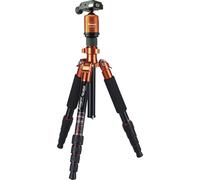Rollei Compact Traveler No.1 Orange, 143cm Trépied Appareil Photo Léger en Aluminium Trepied de Voyage avec Rotule Compatible Arca Swiss Trepied Photo et Monopod Compact pour DSLR et Smartphone